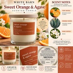 White Barn Sweet Orange & Agave Single Wick Candle 8 oz